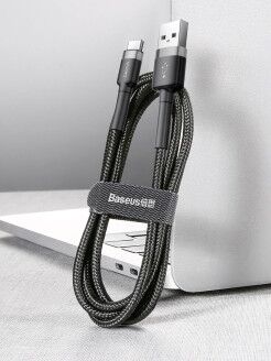 Кабель Baseus Cafule Cable USB For Type-C 2A 2M CATKLF-CG1 (Black/Черный) - 7